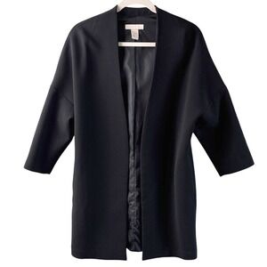 H&M Coat Black Open Front Size XS Timeless Elegant Office